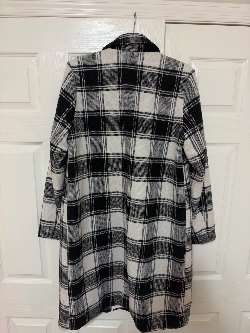 JUSTFAB Plaid Wool-Blend Coat in Black & White - Size Large - Picture 4 of 4
